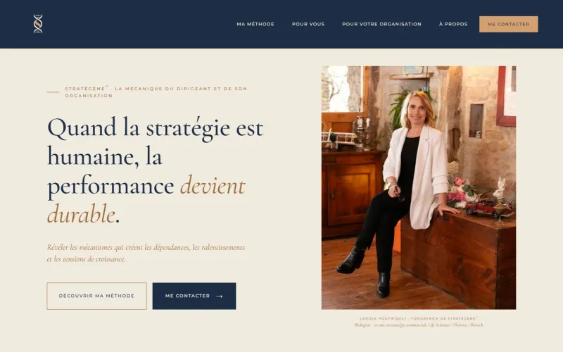 Page d'accueil du site de Stratégène®, cabinet d'analyse stratégique à Toulouse